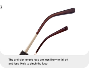 Detailed macro of ergonomic anti-slip temple tips in brown tortoiseshell and gold metal