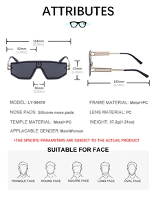 Detailed size chart for oversized aviator sunglasses with gold metal temples and dimensions