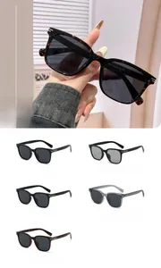 Detailed grid of polarized square sunglasses in black, grey, and tortoise shell frames