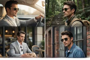 Mens square polarized sunglasses for driving and outdoor hiking in various scenarios