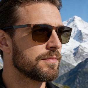 Herren Polarisierte Quadratische Sonnenbrille Nylonlinse TR90 Metallrahmen UV400 Fahren Outdoor Mode Sonnenschutz