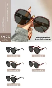 Detailed view of square nylon sunglasses model 3923 in multiple color options