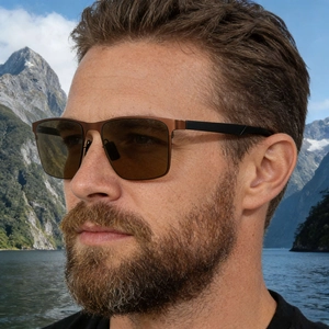 Herren Polarisierte Nylon Sonnenbrille quadratisch mit braunen Gläsern für Outdoor