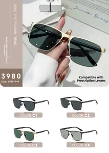 Detailed view of square polarized sunglasses frame colors with prescription lens compatibility