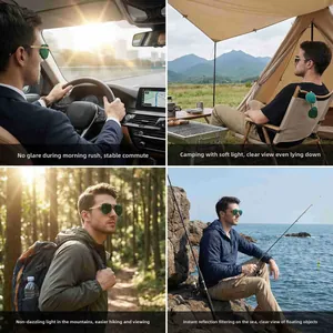 Polarized pilot sunglasses for men showing anti-glare lenses in outdoor driving and fishing
