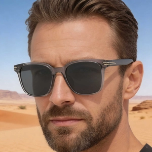 Men Square Sunglasses Polarized TAC Lens UV400 Protection Driving Outdoor Retro Fashion Metal Trim
