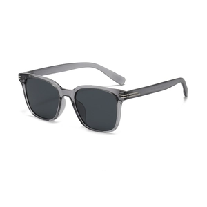 Men's square oversized polarized sunglasses in translucent grey frame for driving