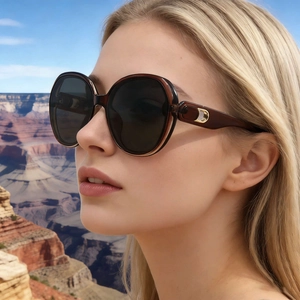 Women Square Sunglasses Large Frame Nylon Lenses Polarized UV Protection TR90 Metal Frame Fashion Trendy Eyewear