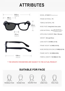 Guide des tailles et spécifications détaillées pour lunettes de soleil carrées