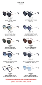 Detailed color selection showing 10 stylish oval punk sunglasses in various frames and lenses