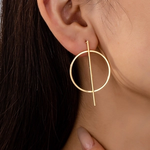Minimalist Geometric Hoop Earrings With Vertical Bar Long Metal Stick Stud Jewelry For Women Fashion Gift