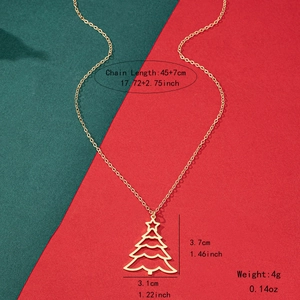 Collier doré avec pendentif sapin de Noël évidé et étoile sur chaîne réglable