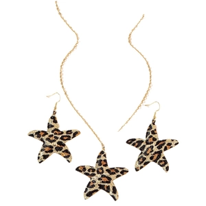 Parure de bijoux comprenant un collier et des boucles d'oreilles étoile de mer léopard