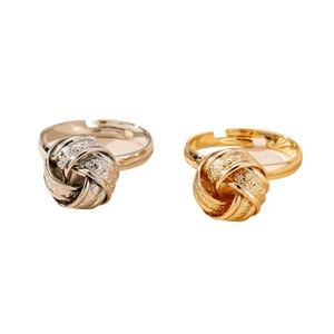 Fashionable twisted rope knot rings in gold and silver finish with adjustable open bands