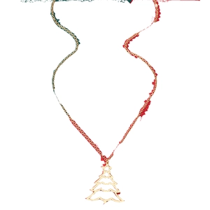 Élégant collier avec pendentif sapin de Noël doré ajouré et étoile sur chaîne à maillons