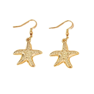 Boucles d'oreilles pendantes étoile de mer dorées pour vacances à la plage