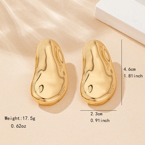 Golden irregular lava earrings with high polish liquid metal finish for women