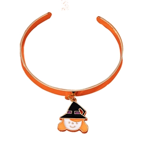 Halloween witch charm open cuff bracelet in gold metal finish with enamel detailing