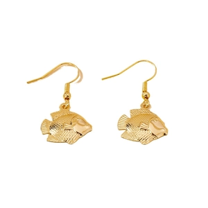 Elegant 18K gold-plated goldfish drop earrings with detailed scale texture for daily wear