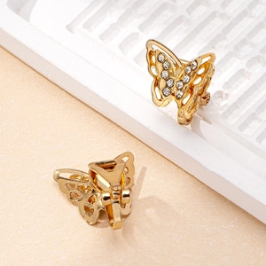 Elegant butterfly stud earrings with gold plating and sparkling zircon rhinestones