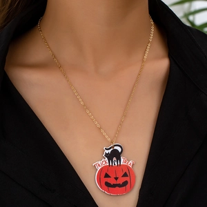 Halloween Zucca Gatto Nero Pendente Collana Acrilico Lega Trick Or Treat Gioielli Per Feste
