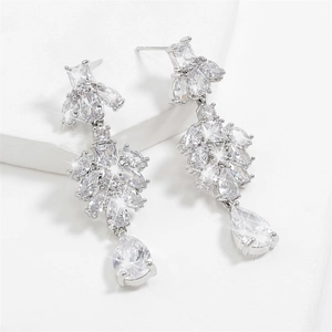 Sparkling tassel earrings with marquise and pear shaped zircons for elegant evening wear