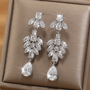 Sparkling tassel earrings with zirconia in teardrop and marquise cuts for elegant parties