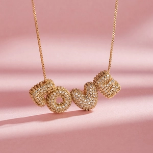 Collier Pendentif Lettre En Cuivre Avec Strass MAMA LOVE MOM Chaîne Boîte Bijoux Mode Pour Femmes Cadeau Maman