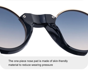 Détail du repose-nez monobloc doux sur lunettes de soleil noires de style punk