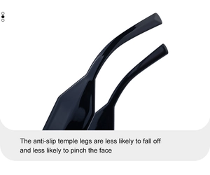 Détail des branches de lunettes ergonomiques antidérapantes pour un ajustement sûr