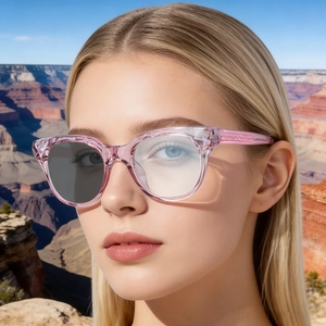 Lunettes De Soleil Ovales Mode Pour Femmes Verres Photochromiques Monture PC Géométrique Protection UV400 Tendance