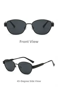 Front and 45-degree side view of square polarized sunglasses with star detail on temples