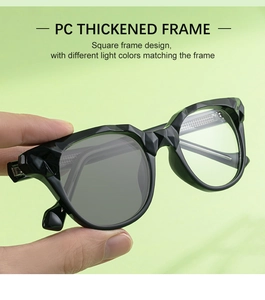 Détail de la monture de lunettes de soleil carrée noire épaisse avec bords géométriques