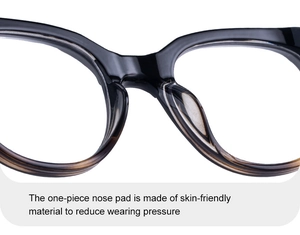 Détail des plaquettes de nez intégrées sur des lunettes de soleil ovales dégradées