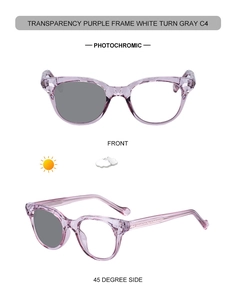 Détails des lunettes de soleil ovales photochromiques avec monture violette et code C4