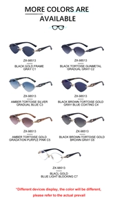 Plusieurs options de couleurs pour lunettes de soleil œil-de-chat sans monture avec strass