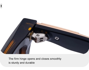 Macro detail of reinforced metal hinges and tortoiseshell acetate frame for durability
