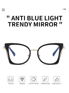Detalle de montura de gafas ojo de gato con filtro de luz azul y lentes fotocromáticas