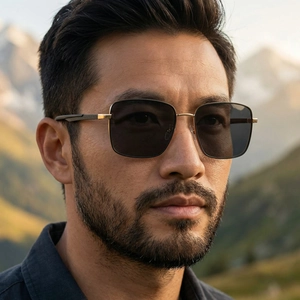 Polarized Sunglasses For Men Square Metal Frame TAC Lenses UV400 Protection Driving Outdoor Fashion Trendy Eyewear