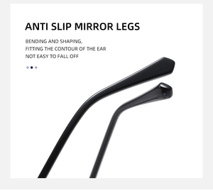 Detalle de patillas negras antideslizantes anchas para un ajuste ergonómico de las gafas
