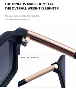 Vue détaillée des charnières en métal et des branches dorées de ces lunettes de soleil