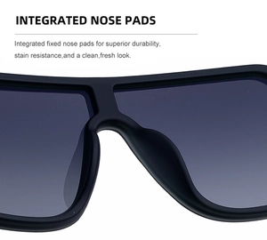 Détail des plaquettes de nez intégrées sur des lunettes de soleil de sport carrées