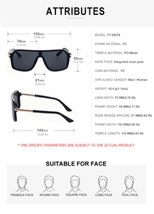 Tableau des tailles détaillé pour lunettes de soleil de sport avec dimensions de monture