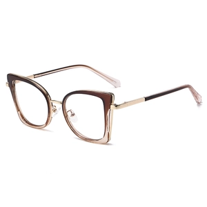 Gafas de ojo de gato con filtro de luz azul y montura en marrón y champán