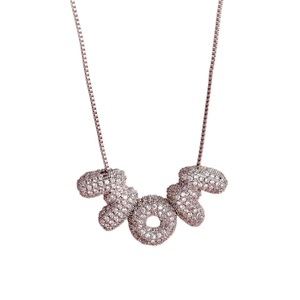 Collier MOM en or rose scintillant avec pavé de cristaux pour femme