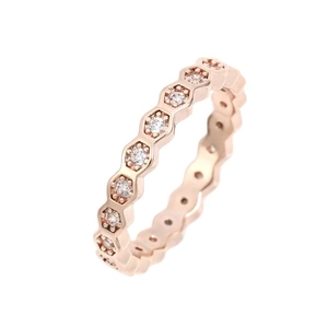Eleganter rotgoldener Wabenring mit funkelnden Zirkonia-Steinen in Sechseck-Design