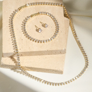 Elegant gold plated hip hop jewelry set with full pear cut zircon stones for couples