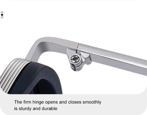 Macro shot of durable silver metal hinge with screws for square frame sunglasses