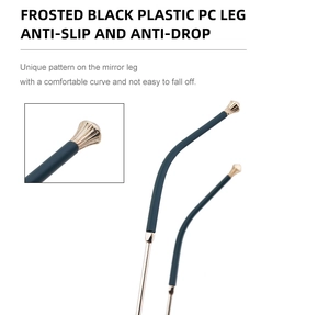 Detailed view of matte black sunglasses legs with anti-slip gold textured metal tips