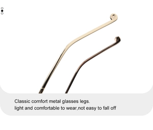 Détail des branches de lunettes en métal doré fin avec des extrémités courbées